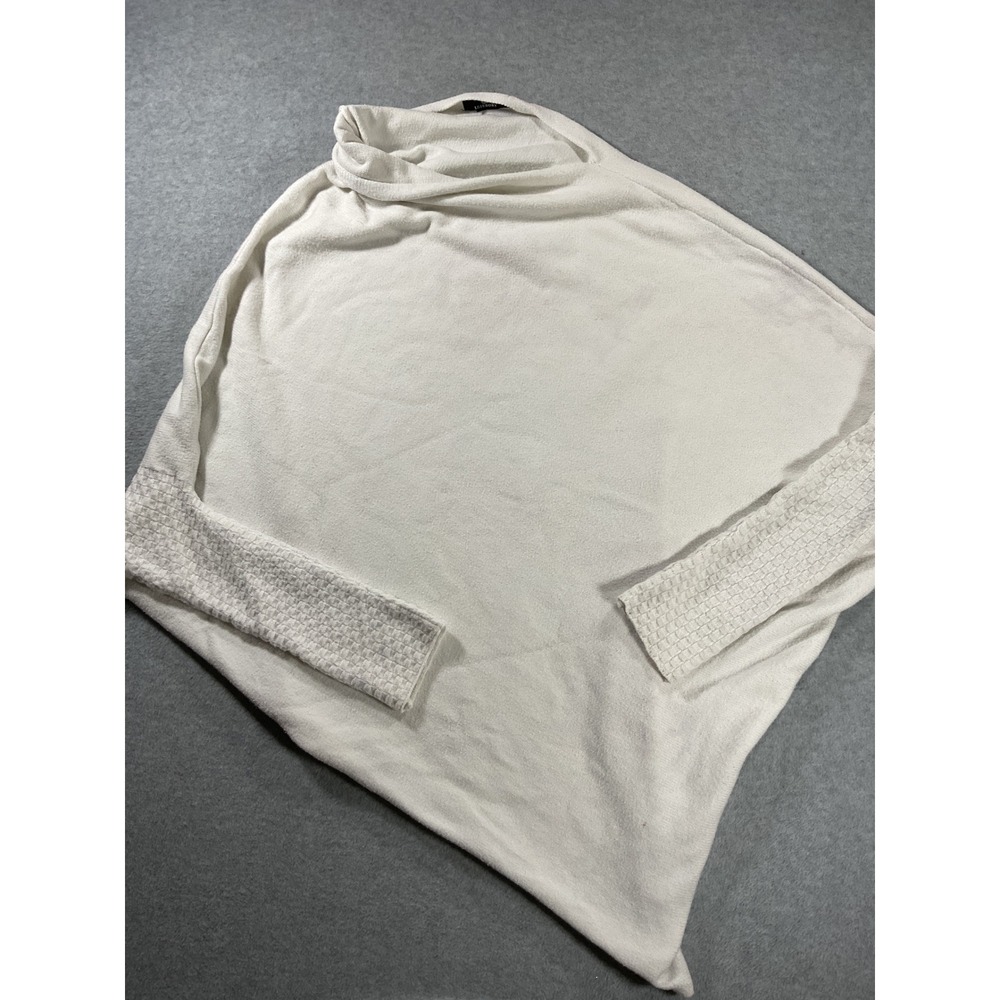 LILLUSORY Womens Cream White Cowl Neck Asymmetric Batwing Knit Sweater M 2467